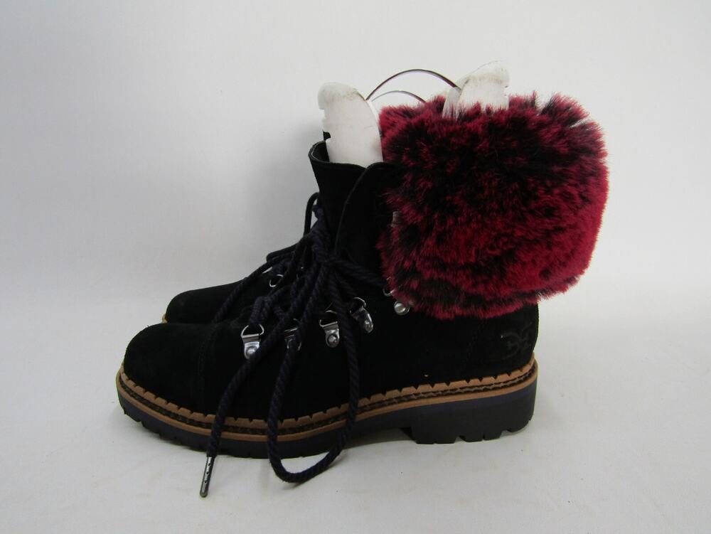 Sam Edelman Womens Size 6 M Pink Black Suede Laces Ankle Fashion Boots Bootie